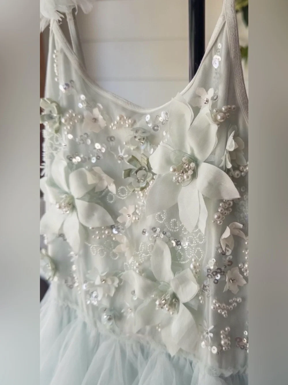 Tutu du monde Girls Mint Floral Tulle Party Dress with Headband size 10-11